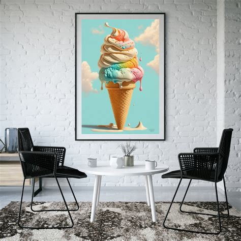 Melting Ice Cream Wall Art Home Decor Art Print Digital Download Summer ...