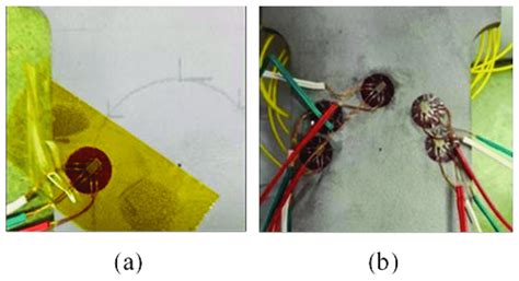 Details of strain rosettes: (a) triaxial strain rosette being placed;... | Download Scientific ...