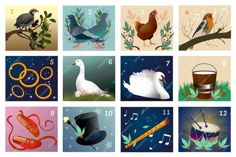 Free Vector | Realistic 12 days of christmas illustration