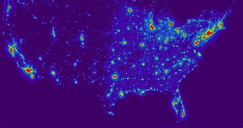 Light Pollution Map of the USA by the NOAA (2016)