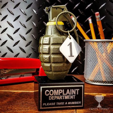 Complaint Department Grenade Desk Ornament - Tempe Trophy