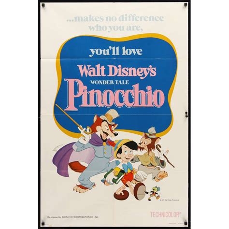 PINOCCHIO Original Movie Poster - US 27x40 in. - 1940/R1978 - Disney classic