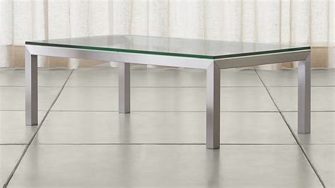 Parsons Clear Glass Top/ Stainless Steel Base 48x28 Small Rectangular Coffee Table | Crate and ...
