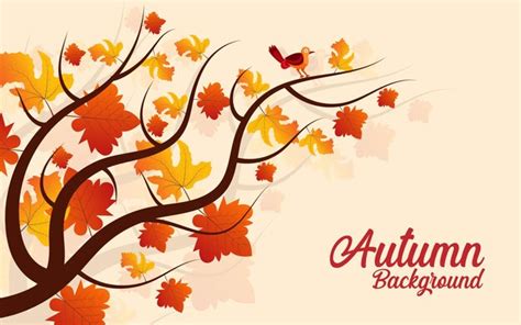 Premium Vector | Autumn background with tree and leaves