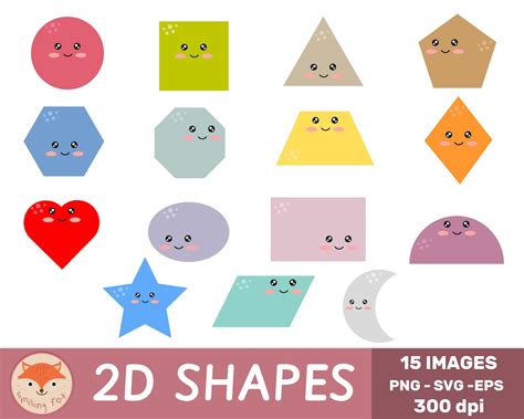 Shapes Clip Art 2D Shapes Clipart PNG SVG EPS Vector - Etsy