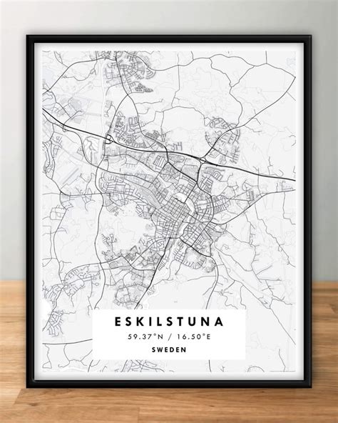 ESKILSTUNA City Digital Map Poster – White | Maps & More