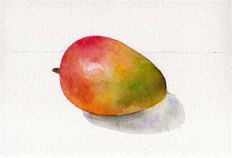 mango watercolour pa | Watercolor food, Watercolor fruit, Fruit painting