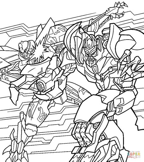 Coloriage - Combat entre Optimus et Mégatron | Coloriages à imprimer gratuits