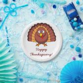 Custom White Thanksgiving Paper Plates Turkey | Zazzle