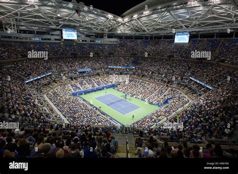 Arthur Ashe Stadium, night session,US Open 2016 Stock Photo - Alamy