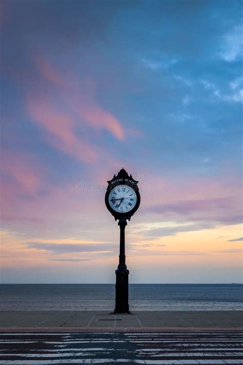 Antique Revere Beach Clock on the Pole at the Shore on the Background of Sunset Stock Image ...