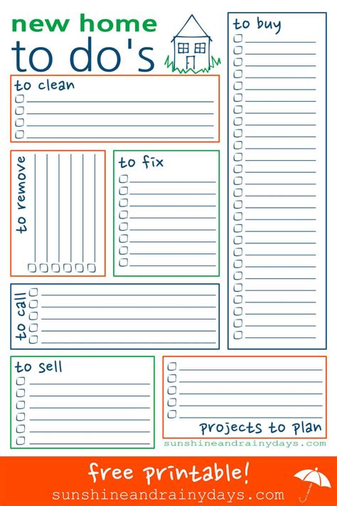 Printable New House Checklist