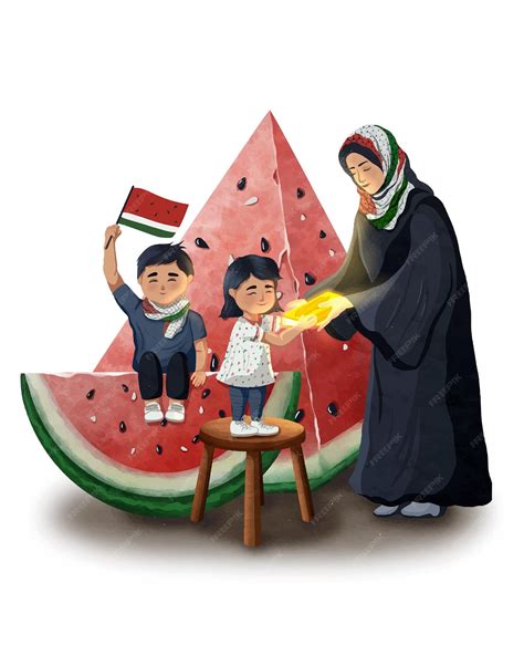 Premium Vector | Watermelon illustration free palestine