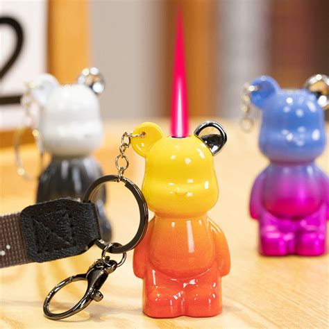 Kimigo Cute Cartoon Bear Lighter With Keychain/Refillable Torch Lighter/ Windproof Red Flame ...