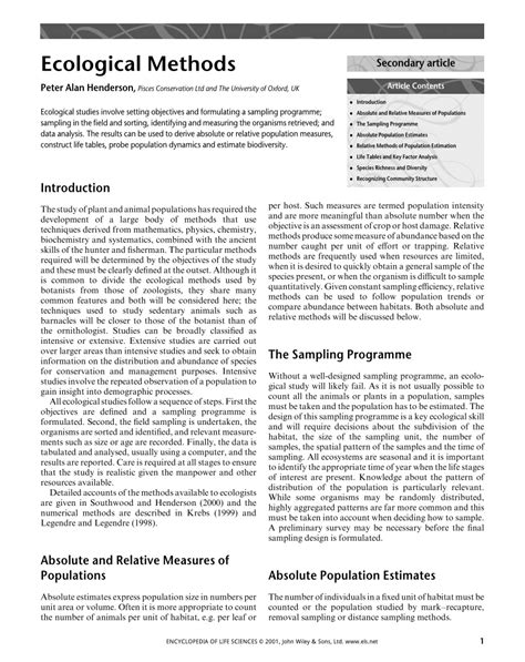 (PDF) Ecological Methods