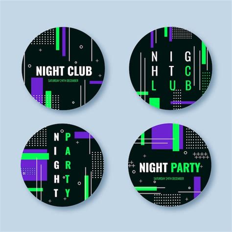 Free Vector | Flat design night club labels template