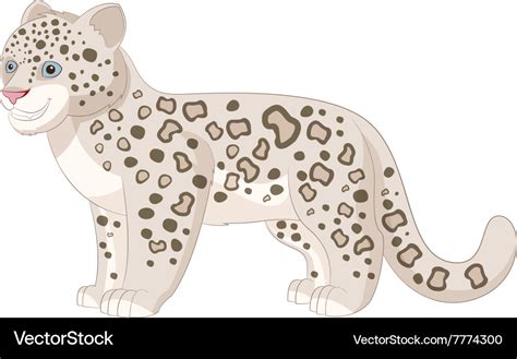 Cartoon smiling snow leopard Royalty Free Vector Image