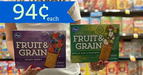 Kroger brand Fruit & Grain Cereal Bars ONLY $0.94!! - Kroger Krazy