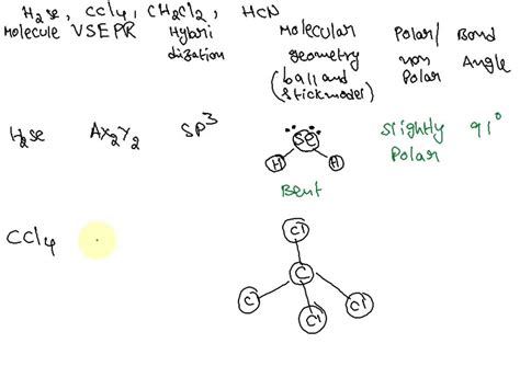 What is the molecular geometry of H2Se, CCl4? Are they polar or non-polar? Briefly explain ...