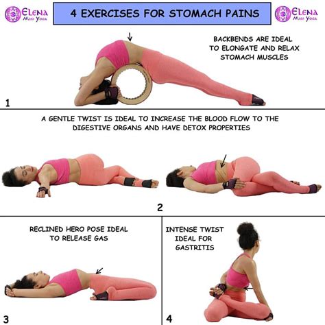 Today's #YogaTutorialWithElena #Pictorial 4 exercises for Stomach pains . Wearing ...