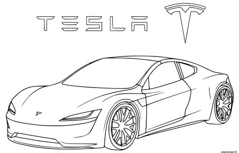 Coloriage Roadster 2 Tesla - JeColorie.com