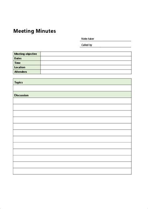 Free Printable Meeting Minutes Template Of Meeting Minutes Template ...