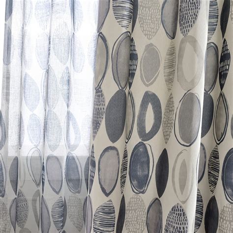 Infinity Blue Gray Modern Geometric Sheer Curtain