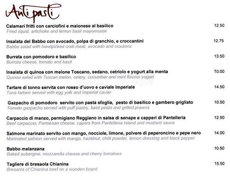 Babbo Restaurant Menu, Menu for Babbo Restaurant, Mayfair, London ...