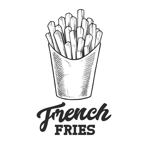 French Fries Retro Emblem Black and White 3069236 Vector Art at Vecteezy