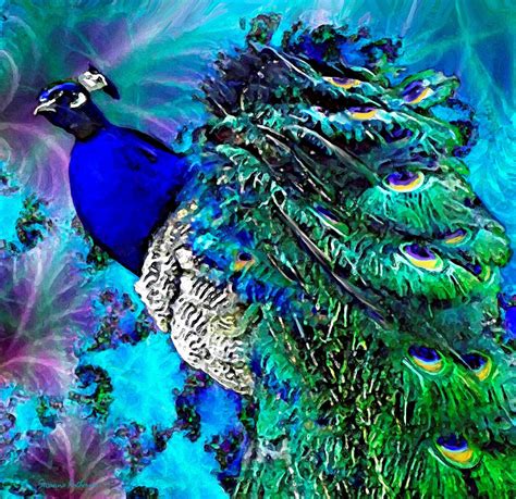 Original Fantasy Paintings And Prints: Painting of Peacock Bird 4