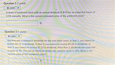 Solved A share of preferred stock with an annual dividend of | Chegg.com