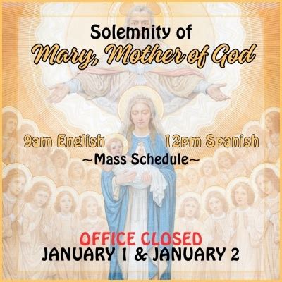 Mary, Mother of God/January 1st Mass Schedule – Jesus Our Risen Savior