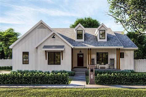 Plan 62500DJ: Compact Modern Farmhouse Ranch Home Plan | Modern farmhouse plans, House plans ...