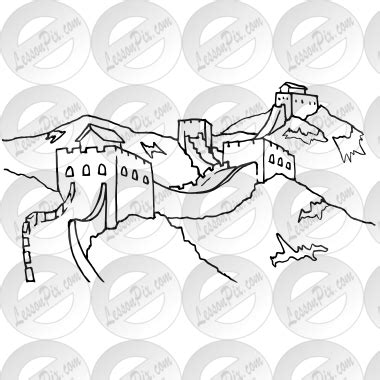 Great Wall of China Outline for Classroom / Therapy Use - Great Great Wall of China Clipart