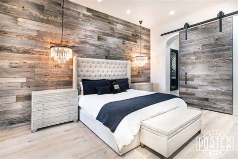 Tobacco Barn Grey Wood Wall Covering – Master Bedroom | Porter Barn Wood