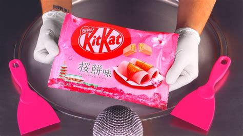 ASMR - Japanese Sakura Mochi KitKat Ice Cream Rolls | oddly satisfying ...