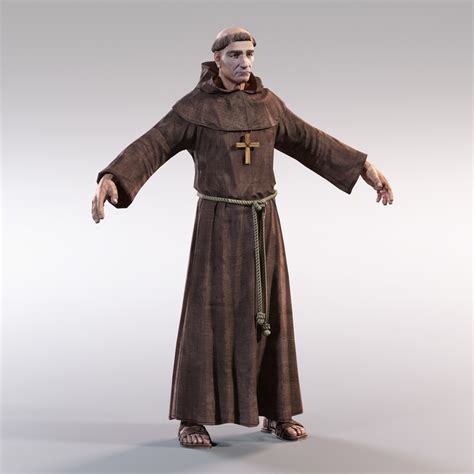 3d obj medieval monk