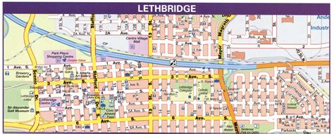 Map downtown Lethbridge, Alberta Canada.Lethbridge city map with highways free download