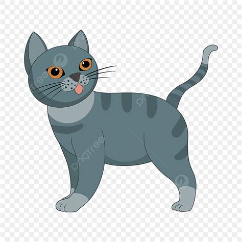 Desenhos Animados Desenhados à Mão E Clipart De Gato Cinza PNG , Gato ...