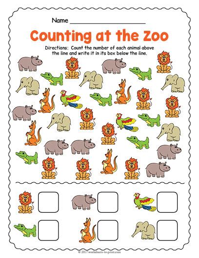 At the Zoo Counting Worksheet