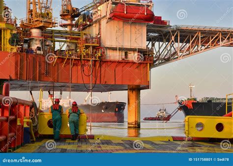 Oil Rig Platform at Sea during Evening with Beautiful Cloud Stock Image ...