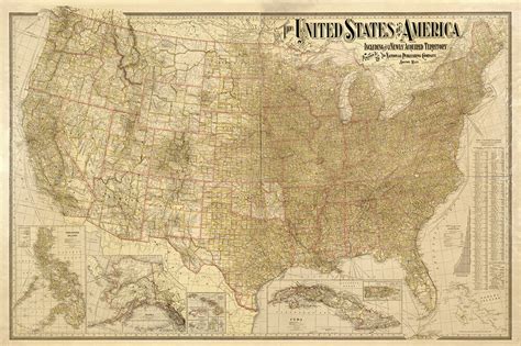 Antique Map Of The United States - Alvina Margalit