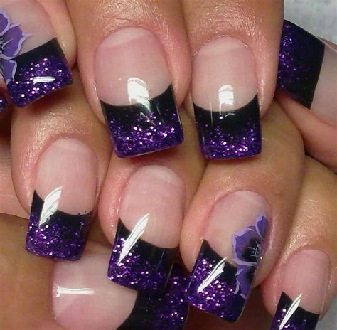 Beautiful purple French | Purple nail art designs, Purple glitter nails, Purple nail designs