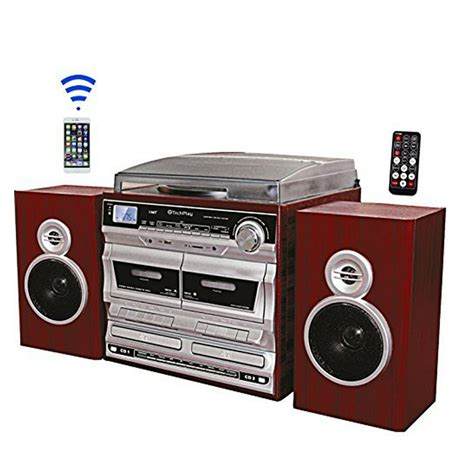 Tech Play AM/FM Karaoke Turntable, Double Cassette and CD Player ...