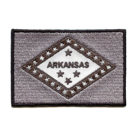 Arkansas State Flag Grayscale Embroidered Iron On Patch