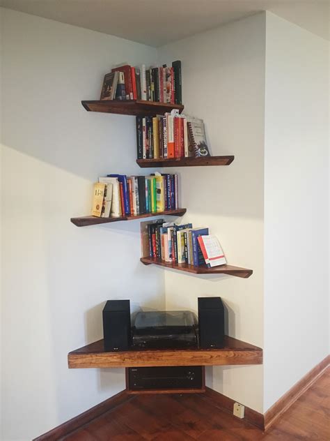 Corner bookshelf complete : r/woodworking