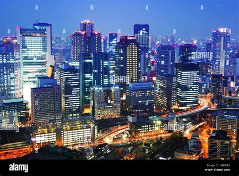 Osaka city at night Stock Photo - Alamy