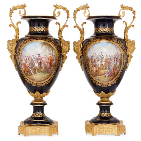 Pair of blue Sevres style porcelain and ormolu vases | Porcelaine de sevres, Manufacture de ...