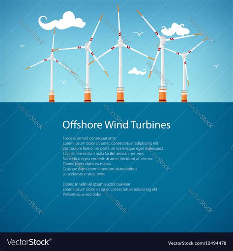 Wind turbines at sea poster brochure design Vector Image