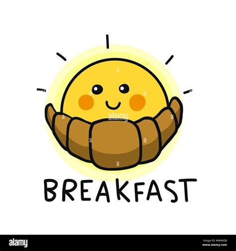 Sun and croissant breakfast cartoon vector illustration Stock Vector ...